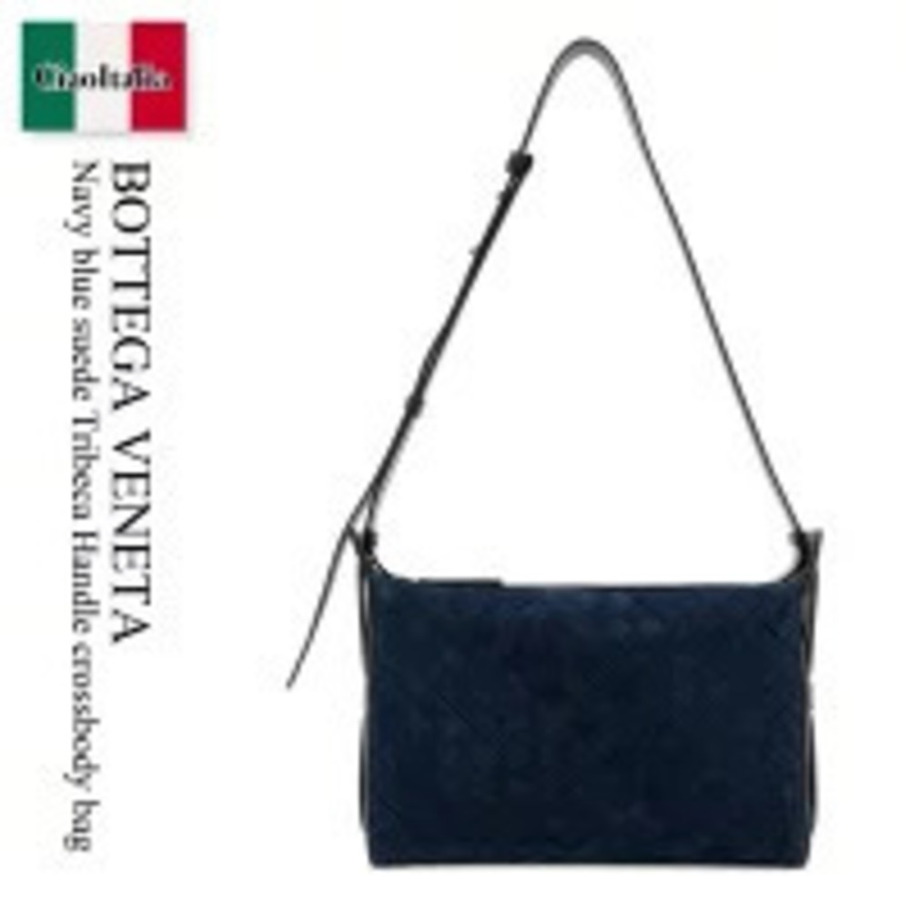 Bottega Veneta Bag Handbag Navy Blue Suede Tribeca Handle Crossbody Shoulder